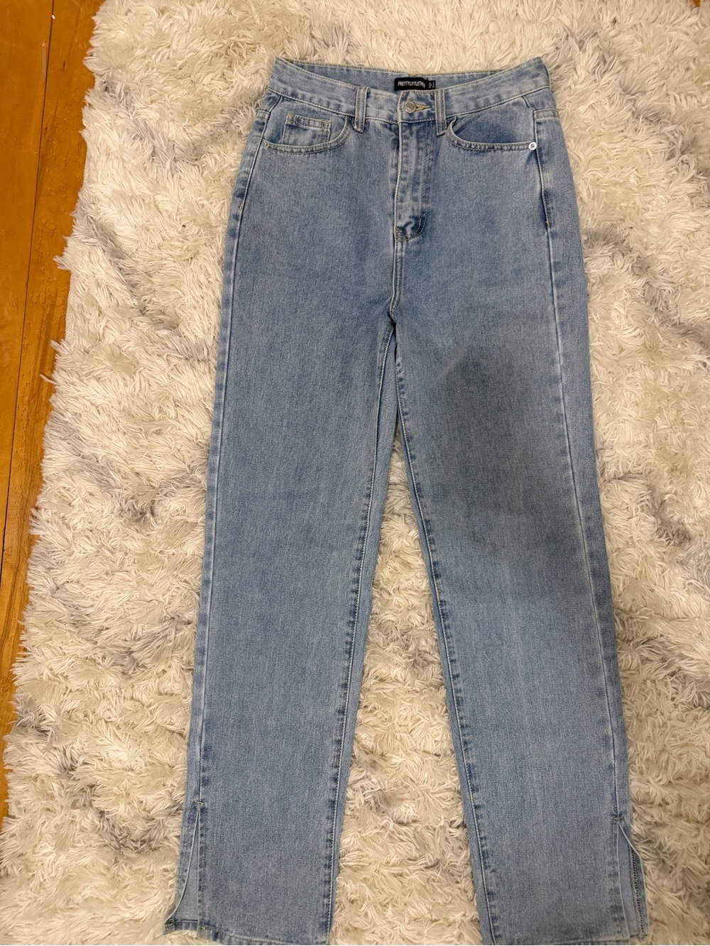 PrettyLittleThing Light Blue High-Rise Straight Jeans